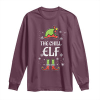 Funny Christmas Chill Guy Long Sleeve Shirt The Chill Elf Meme Xmas Family Match