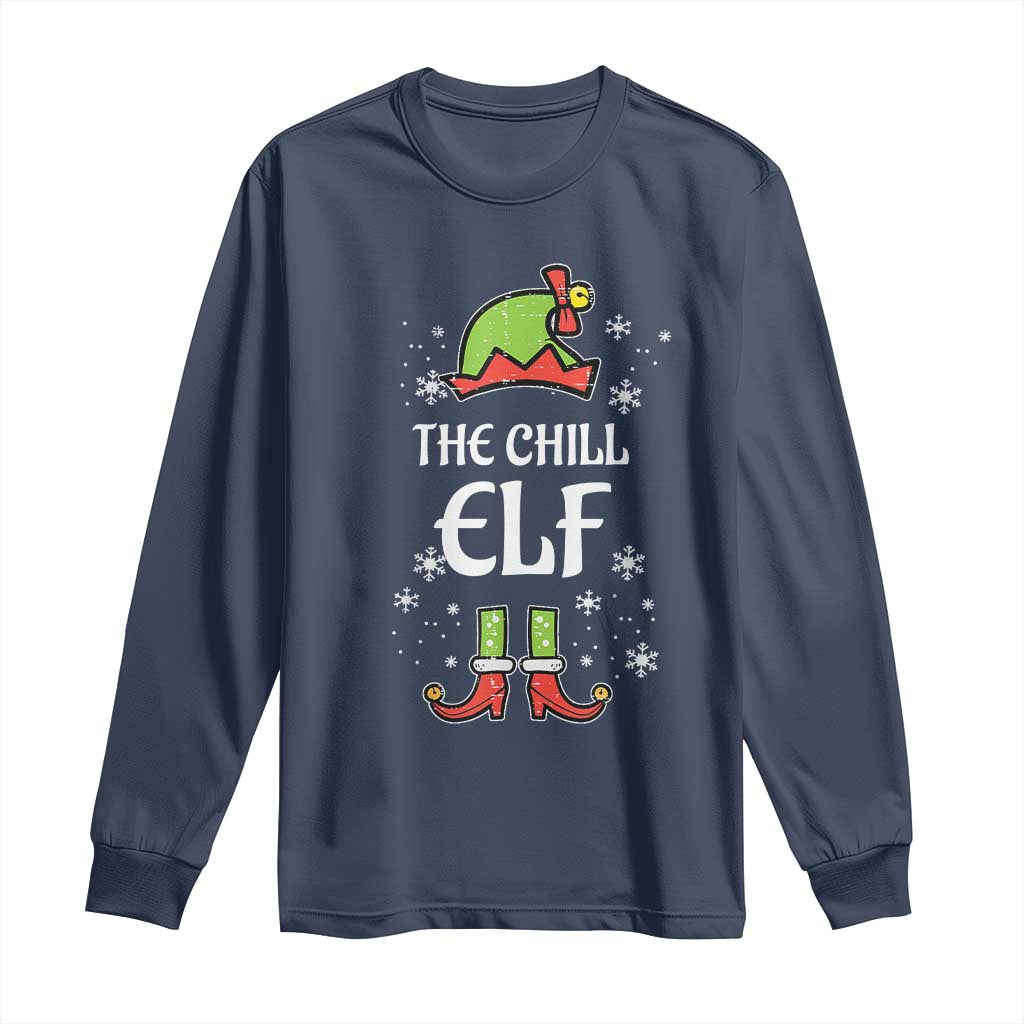 Funny Christmas Chill Guy Long Sleeve Shirt The Chill Elf Meme Xmas Family Match