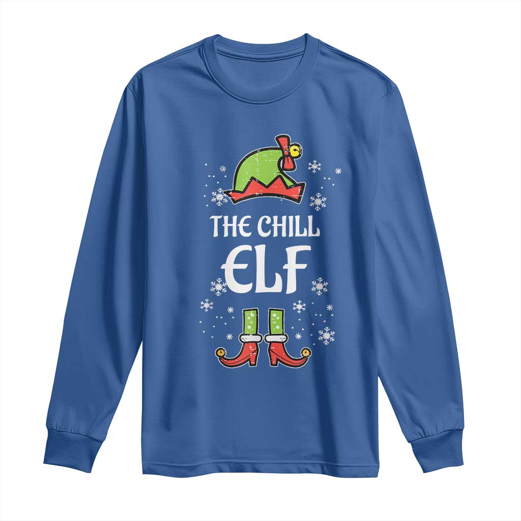 Funny Christmas Chill Guy Long Sleeve Shirt The Chill Elf Meme Xmas Family Match