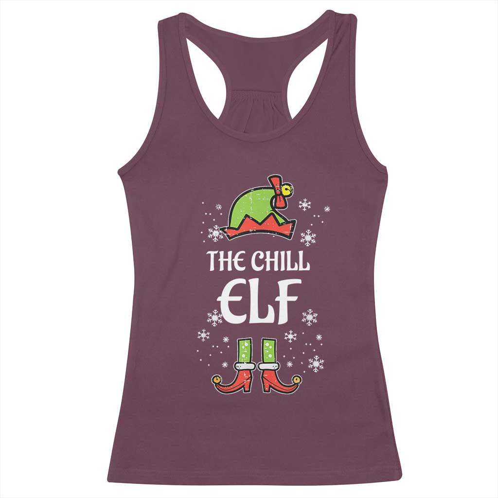 Funny Christmas Chill Guy Racerback Tank Top The Chill Elf Meme Xmas Family Match