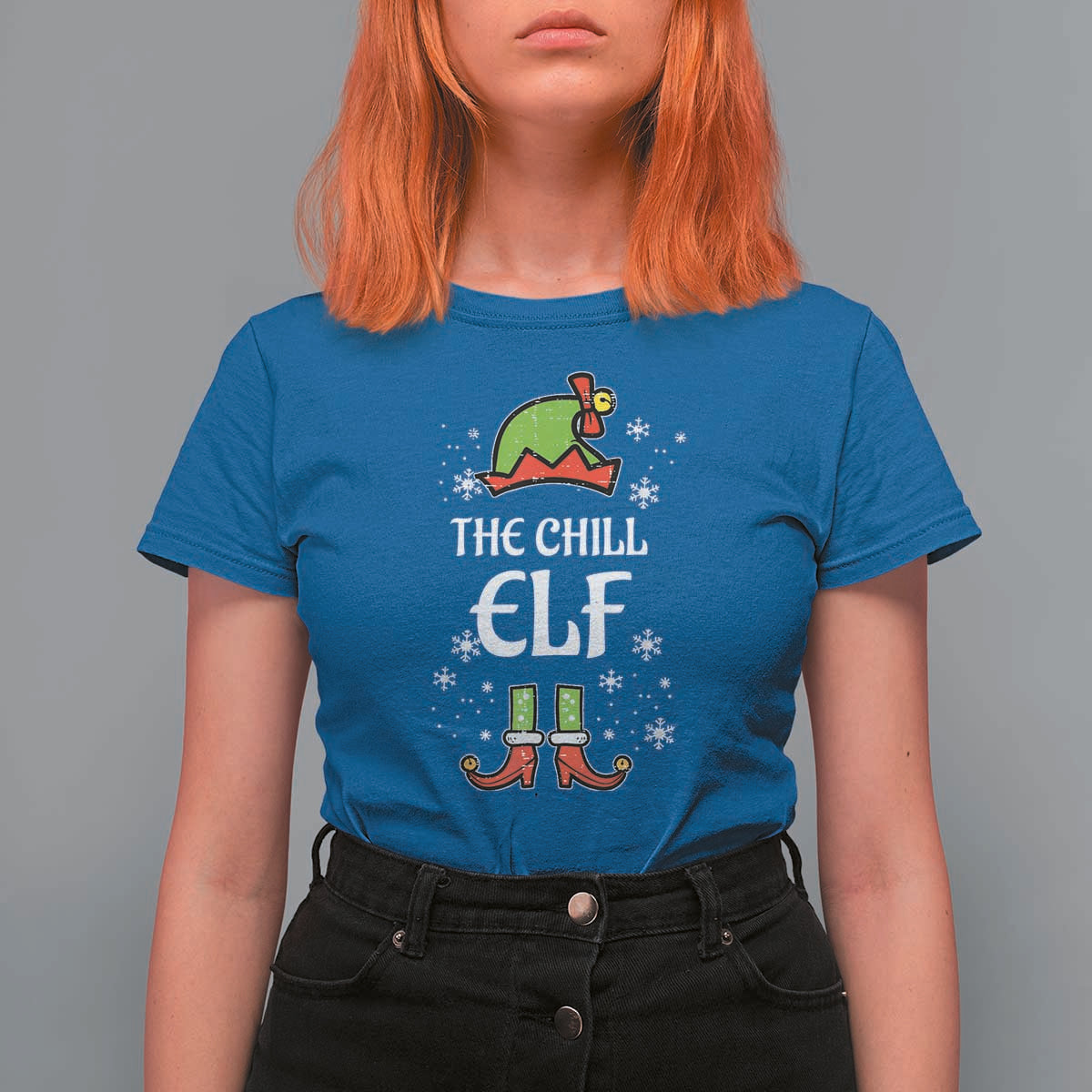Funny Christmas Chill Guy T Shirt For Women The Chill Elf Meme Xmas Family Match - Wonder Print Shop