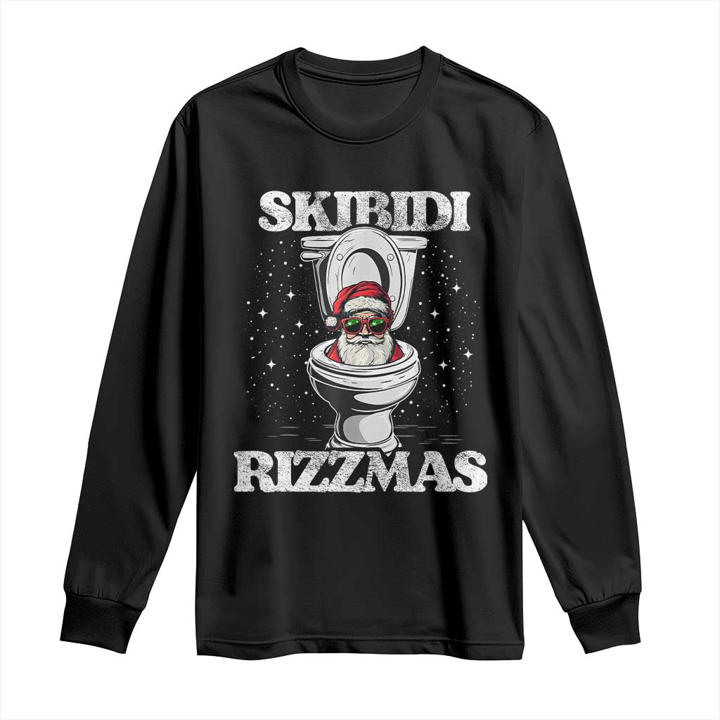 Funny Christmas Long Sleeve Shirt Skibidi Rizzmas Rizz Santa Toilet Kid Cool