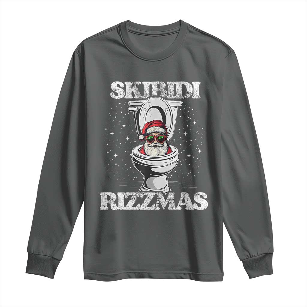 Funny Christmas Long Sleeve Shirt Skibidi Rizzmas Rizz Santa Toilet Kid Cool