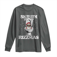 Funny Christmas Long Sleeve Shirt Skibidi Rizzmas Rizz Santa Toilet Kid Cool