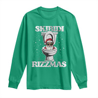 Funny Christmas Long Sleeve Shirt Skibidi Rizzmas Rizz Santa Toilet Kid Cool