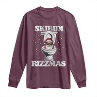 Funny Christmas Long Sleeve Shirt Skibidi Rizzmas Rizz Santa Toilet Kid Cool
