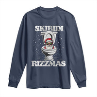Funny Christmas Long Sleeve Shirt Skibidi Rizzmas Rizz Santa Toilet Kid Cool