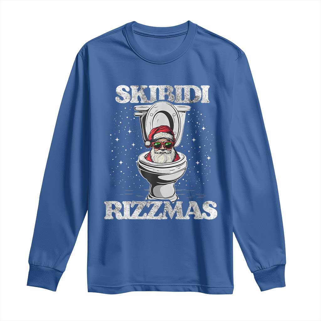 Funny Christmas Long Sleeve Shirt Skibidi Rizzmas Rizz Santa Toilet Kid Cool