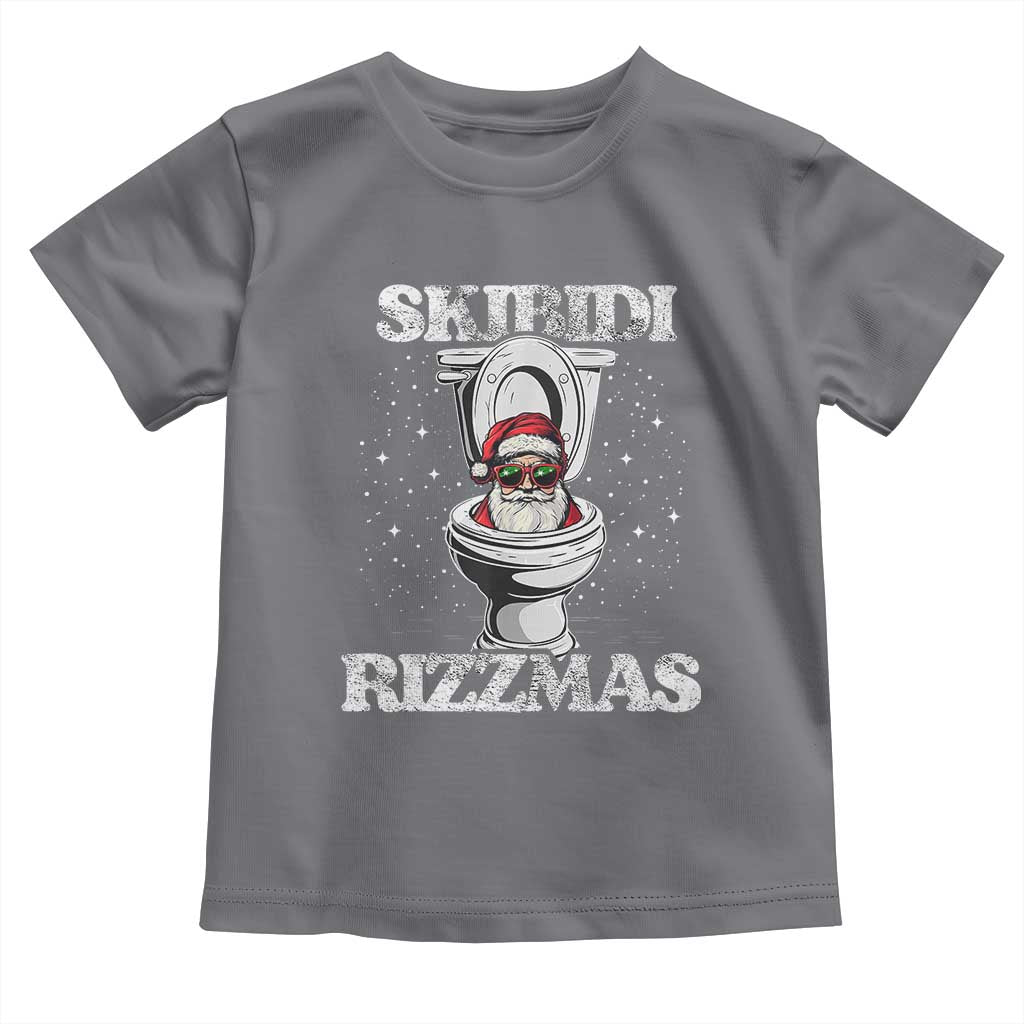 Funny Christmas Toddler T Shirt Skibidi Rizzmas Rizz Santa Toilet Kid Cool