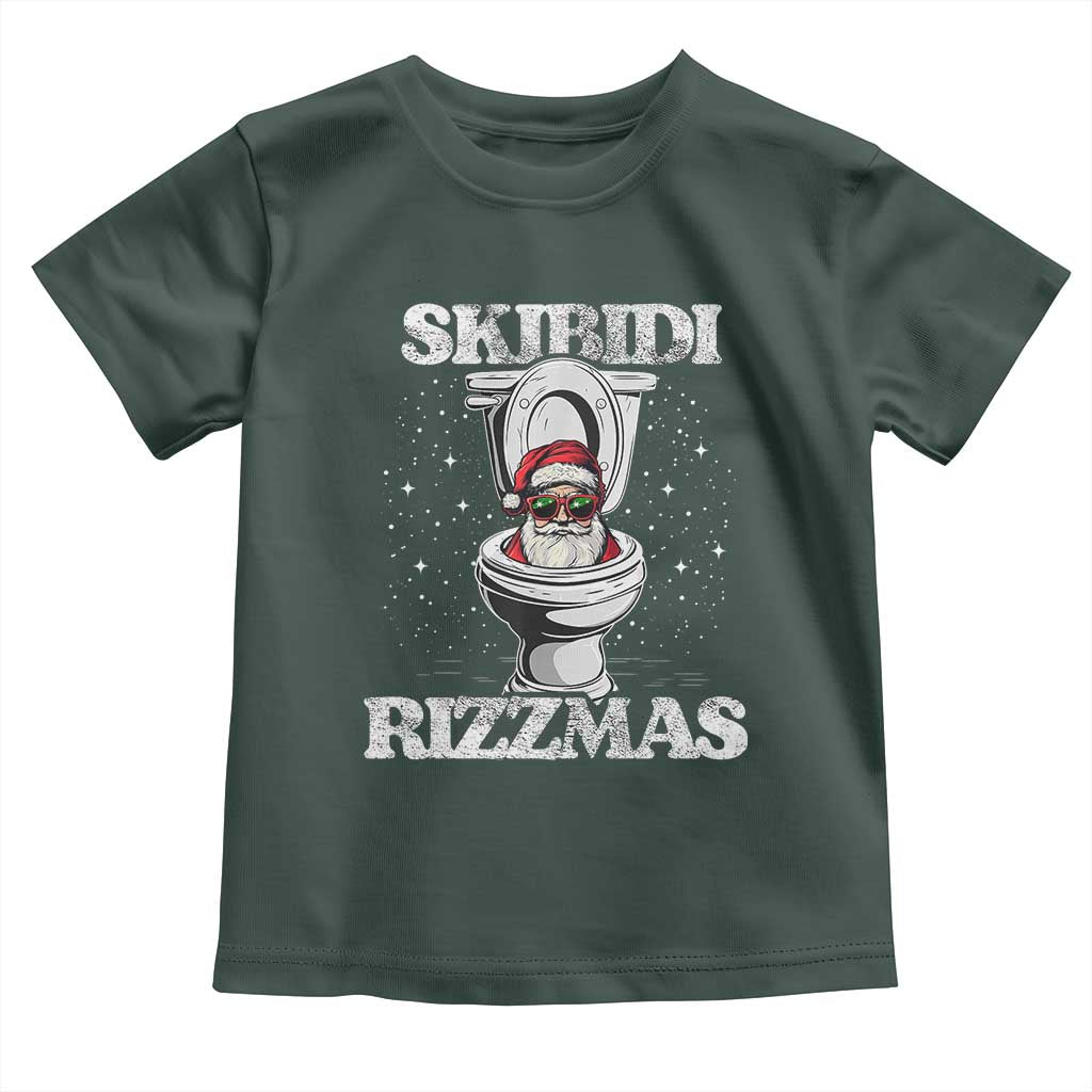 Funny Christmas Toddler T Shirt Skibidi Rizzmas Rizz Santa Toilet Kid Cool