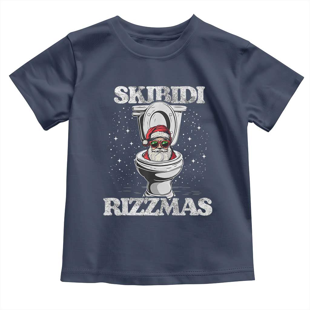 Funny Christmas Toddler T Shirt Skibidi Rizzmas Rizz Santa Toilet Kid Cool