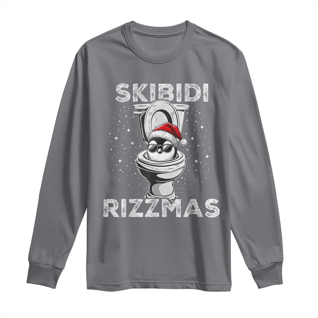 Funny Christmas Long Sleeve Shirt Skibidi Rizzmas Rizz Santa Toilet Penguin Kid Cool