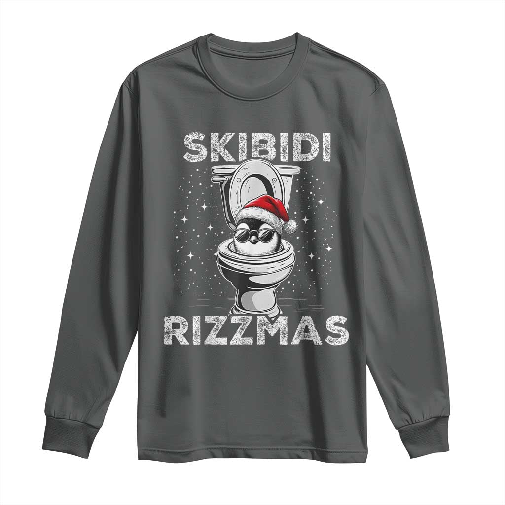 Funny Christmas Long Sleeve Shirt Skibidi Rizzmas Rizz Santa Toilet Penguin Kid Cool