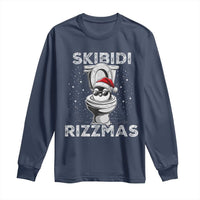 Funny Christmas Long Sleeve Shirt Skibidi Rizzmas Rizz Santa Toilet Penguin Kid Cool