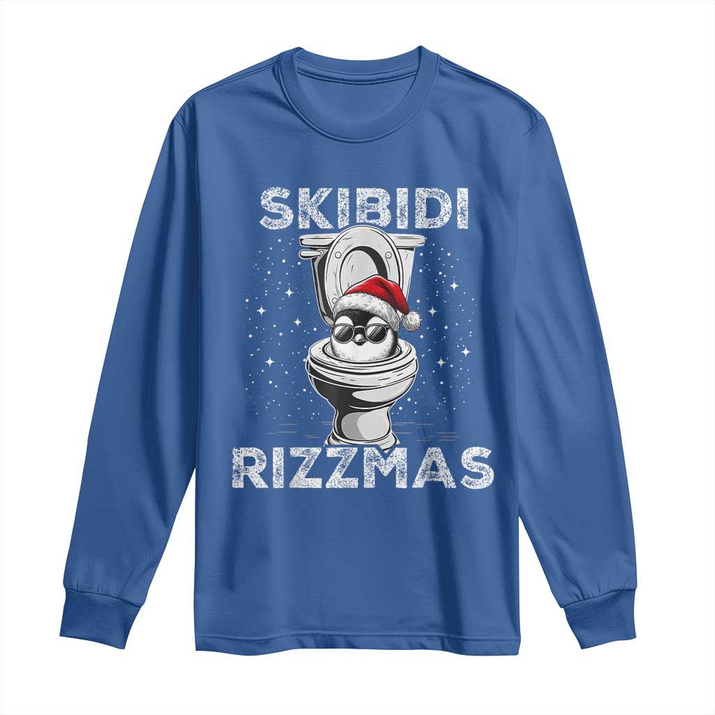 Funny Christmas Long Sleeve Shirt Skibidi Rizzmas Rizz Santa Toilet Penguin Kid Cool