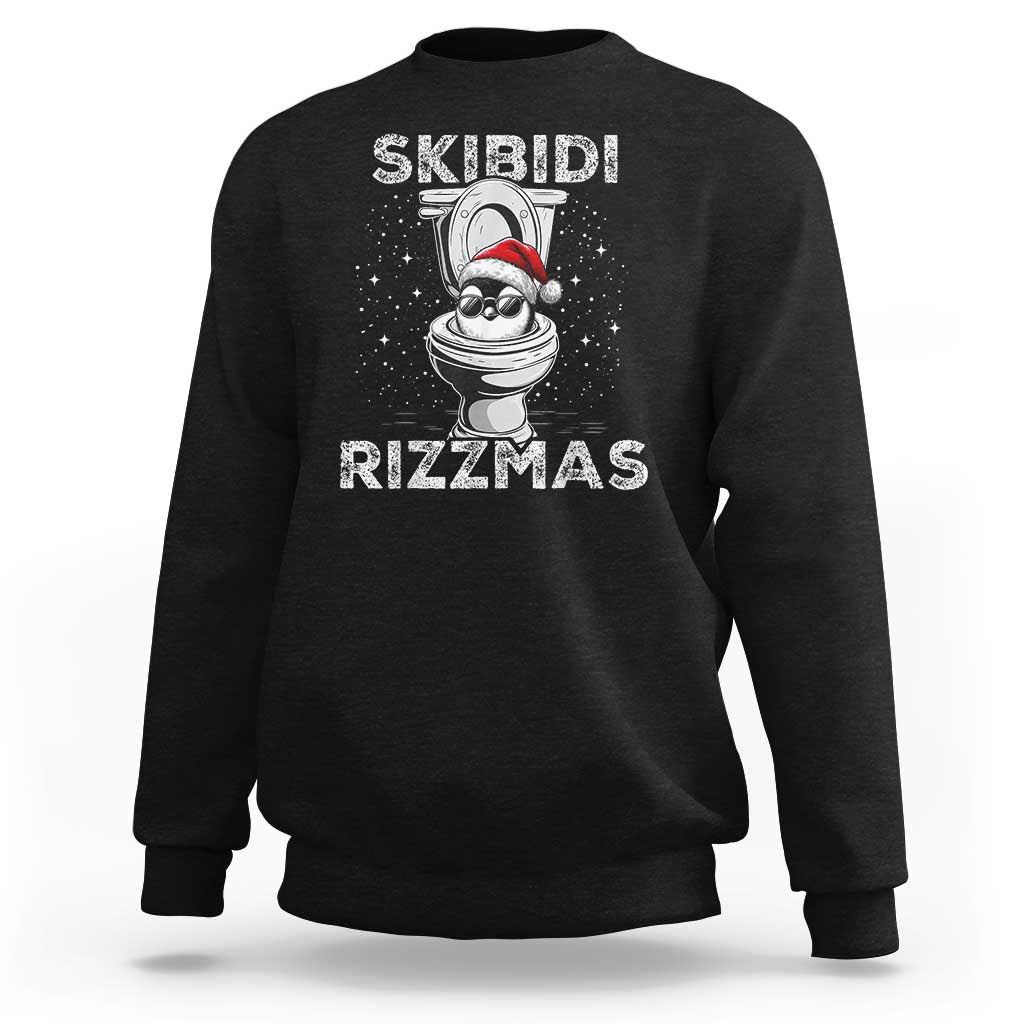 Funny Christmas Sweatshirt Skibidi Rizzmas Rizz Santa Toilet Penguin Kid Cool - Wonder Print Shop