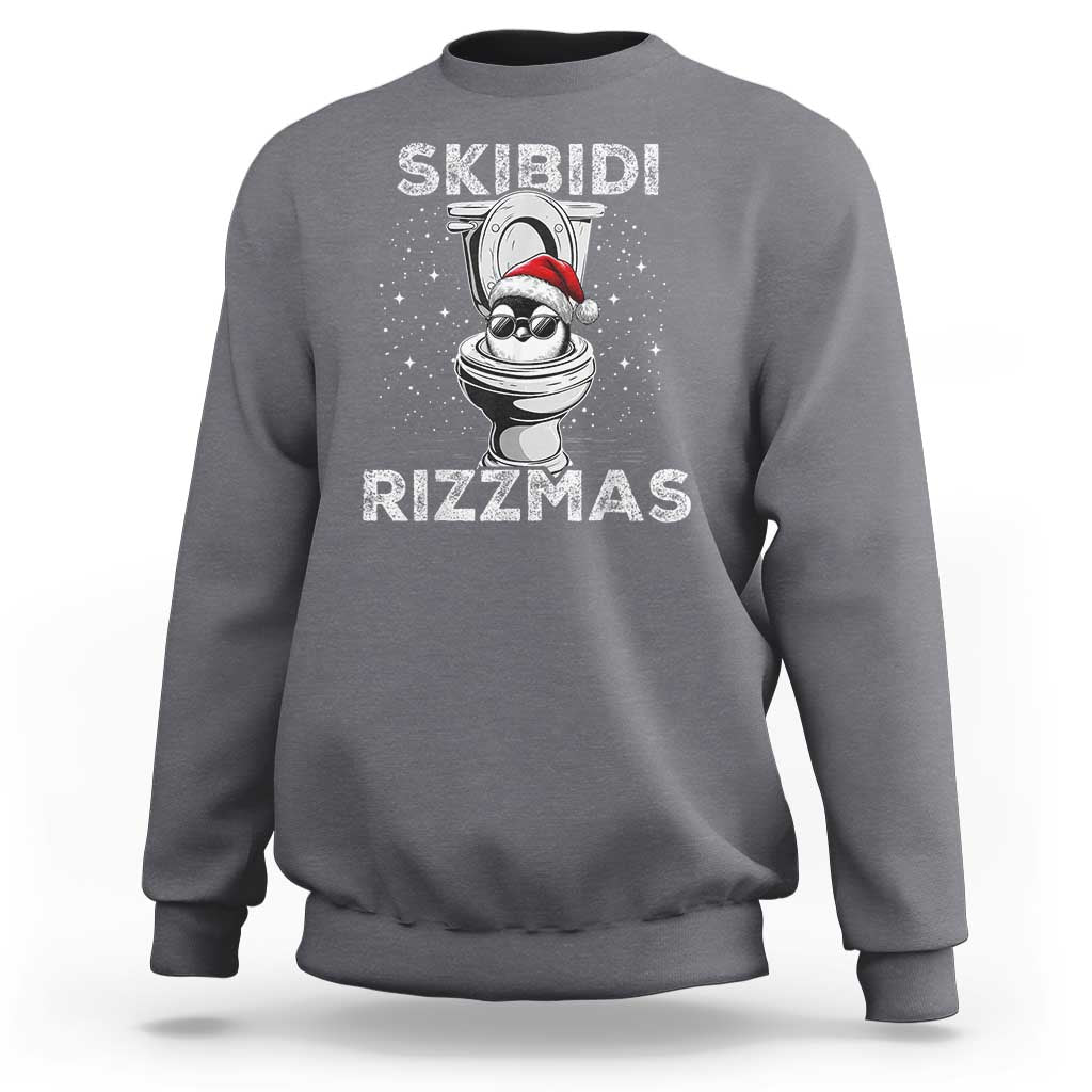 Funny Christmas Sweatshirt Skibidi Rizzmas Rizz Santa Toilet Penguin Kid Cool - Wonder Print Shop