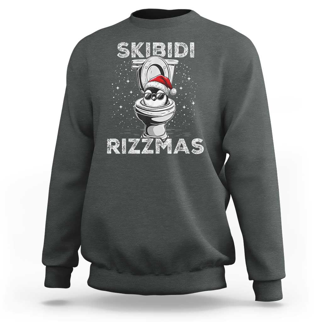Funny Christmas Sweatshirt Skibidi Rizzmas Rizz Santa Toilet Penguin Kid Cool - Wonder Print Shop