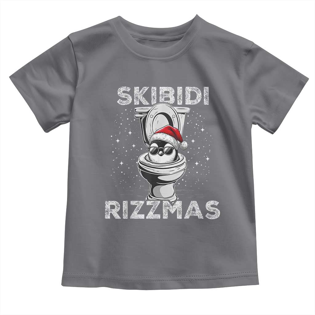 Funny Christmas Toddler T Shirt Skibidi Rizzmas Rizz Santa Toilet Penguin Kid Cool