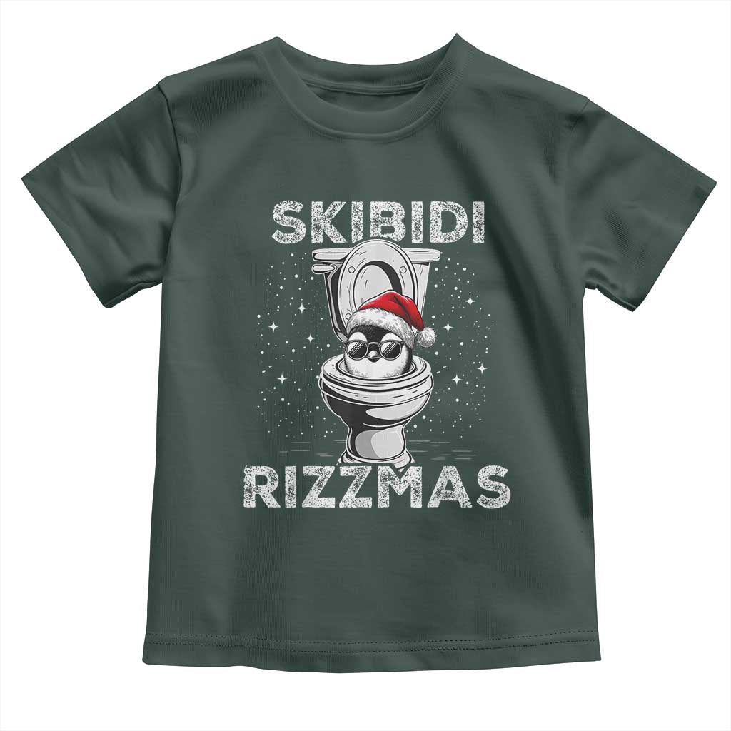 Funny Christmas Toddler T Shirt Skibidi Rizzmas Rizz Santa Toilet Penguin Kid Cool