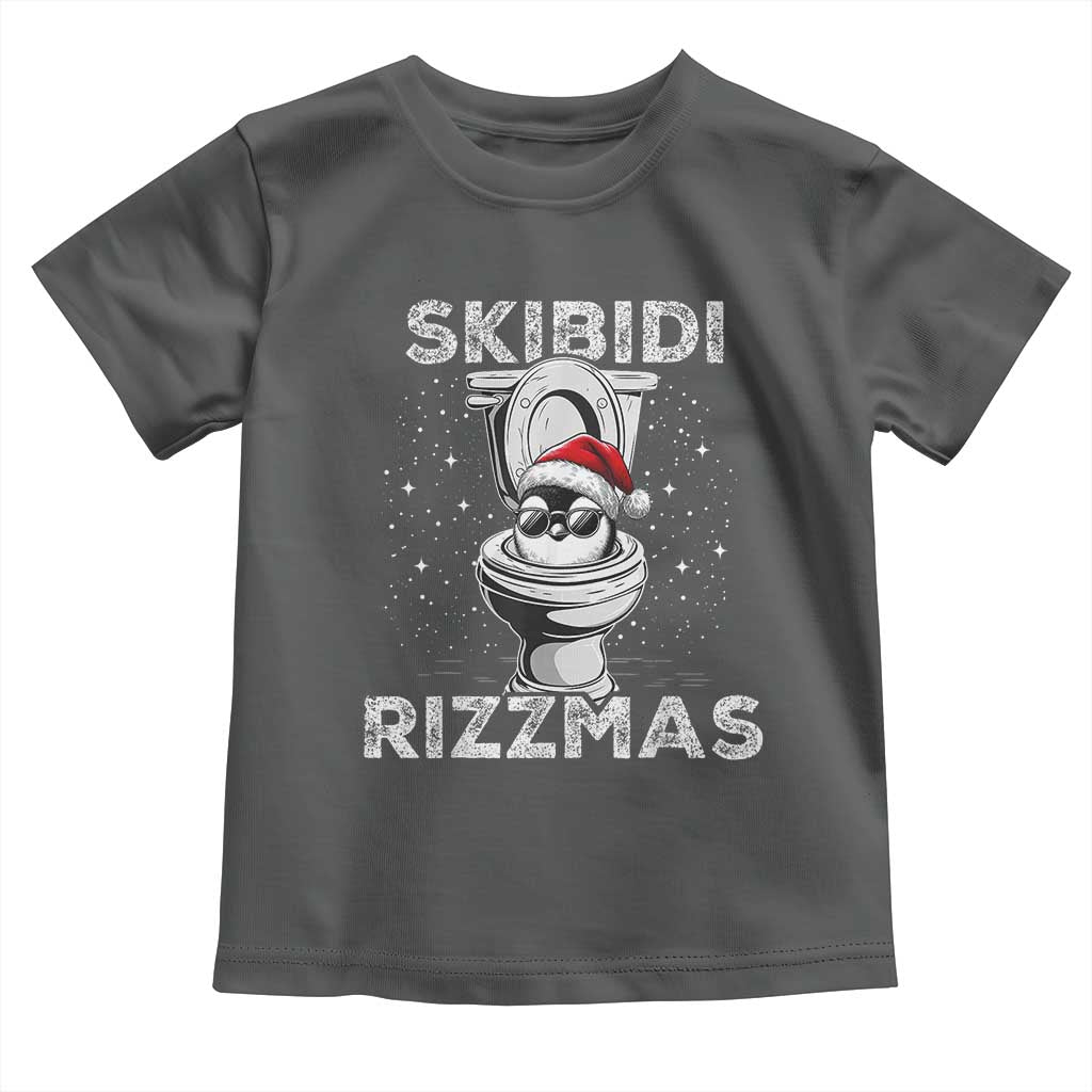 Funny Christmas Toddler T Shirt Skibidi Rizzmas Rizz Santa Toilet Penguin Kid Cool