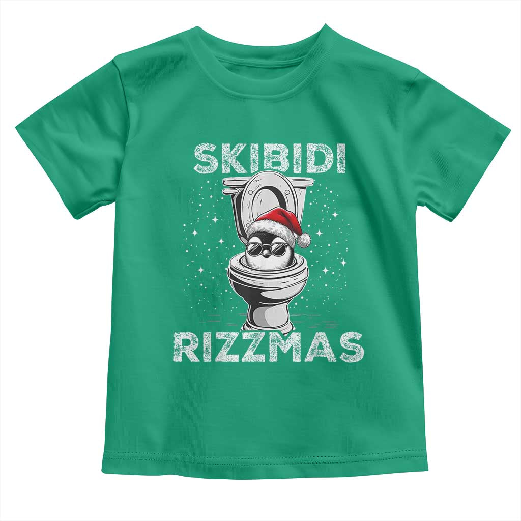 Funny Christmas Toddler T Shirt Skibidi Rizzmas Rizz Santa Toilet Penguin Kid Cool