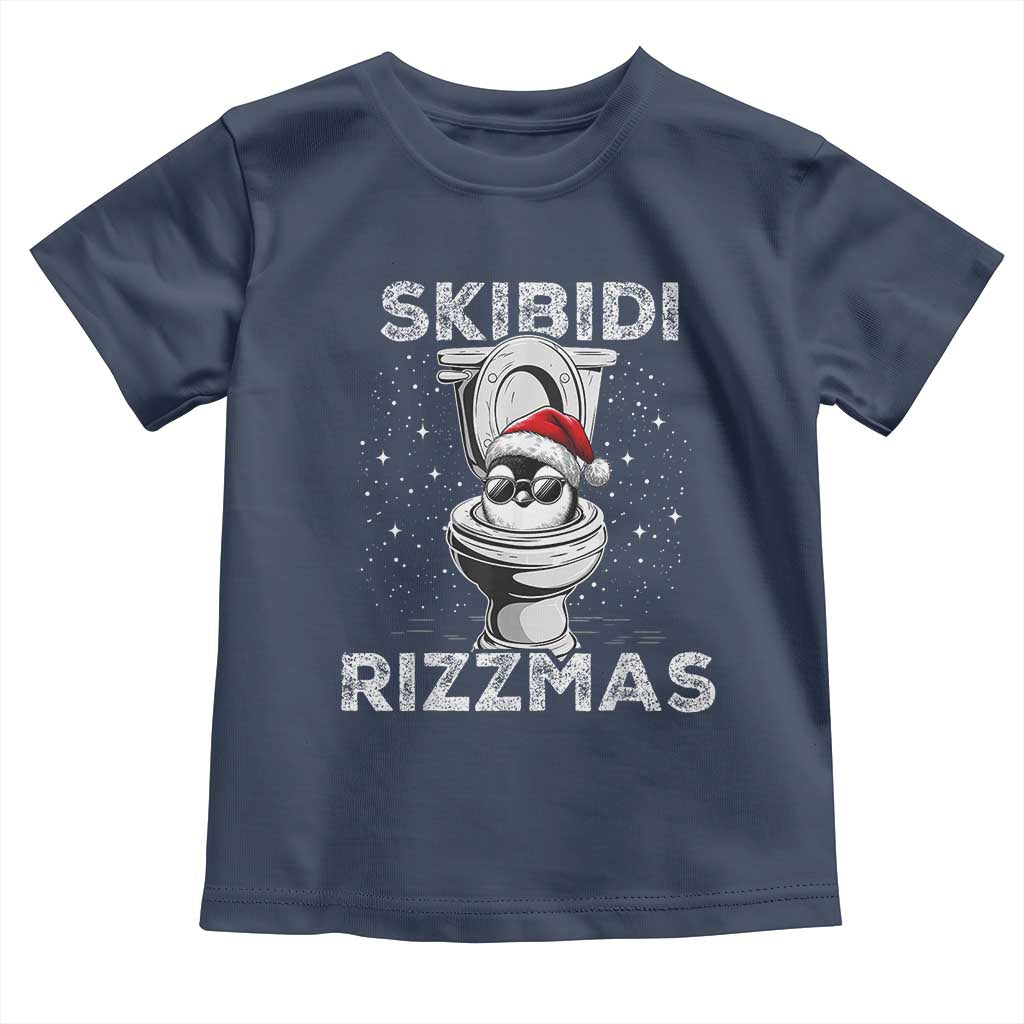 Funny Christmas Toddler T Shirt Skibidi Rizzmas Rizz Santa Toilet Penguin Kid Cool