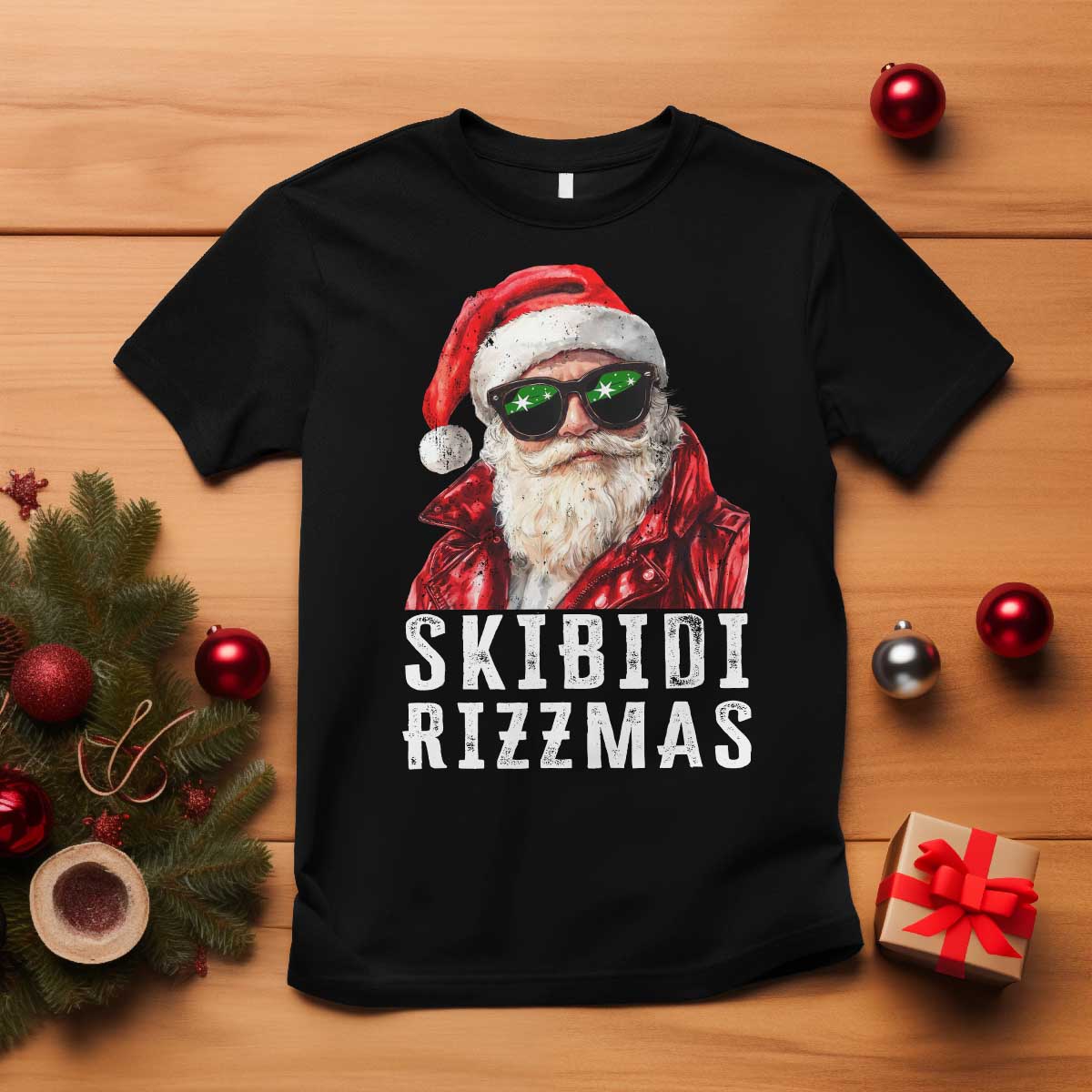Funny Christmas Santa T Shirt Skibidi Rizzmas Christmas Rizz Santa Claus Charisma Kid Cool - Wonder Print Shop
