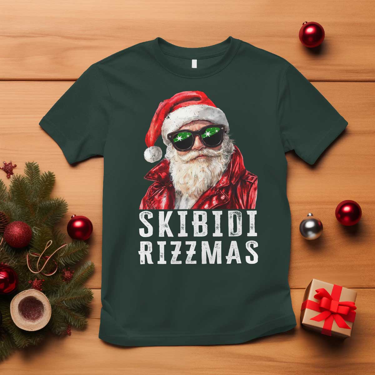 Funny Christmas Santa T Shirt Skibidi Rizzmas Christmas Rizz Santa Claus Charisma Kid Cool - Wonder Print Shop