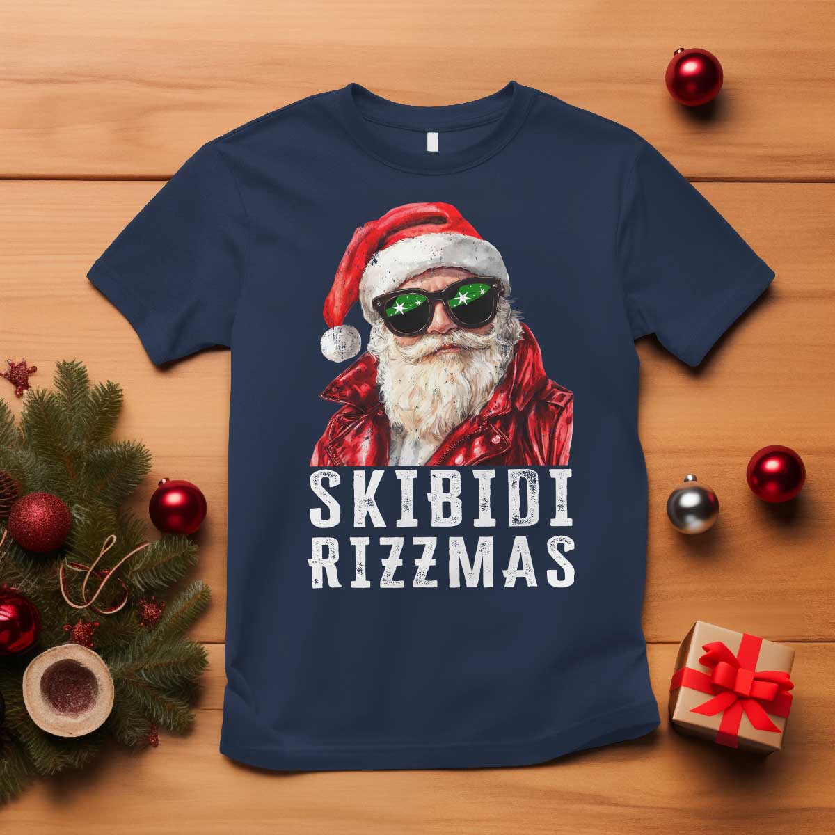 Funny Christmas Santa T Shirt Skibidi Rizzmas Christmas Rizz Santa Claus Charisma Kid Cool - Wonder Print Shop