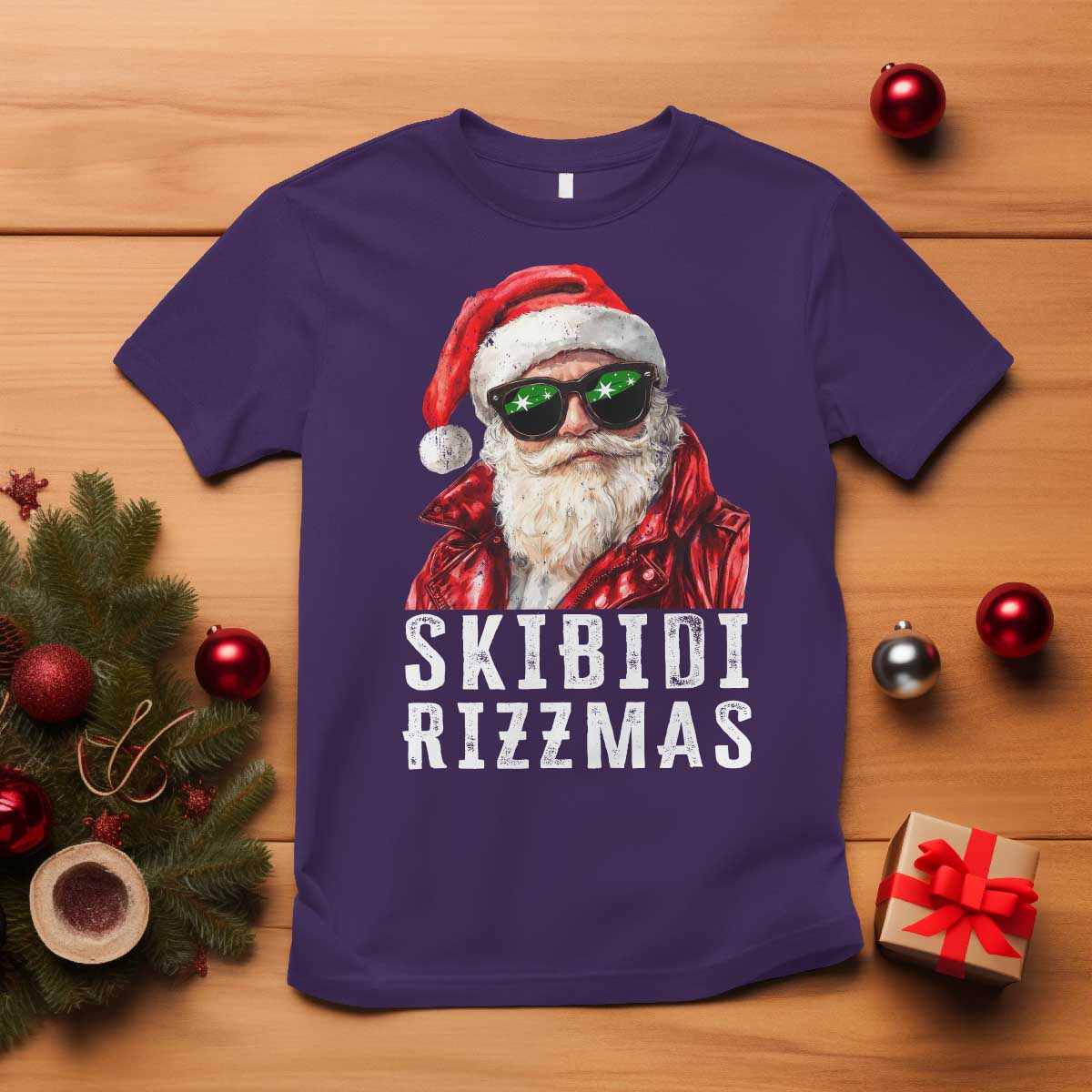 Funny Christmas Santa T Shirt Skibidi Rizzmas Christmas Rizz Santa Claus Charisma Kid Cool - Wonder Print Shop