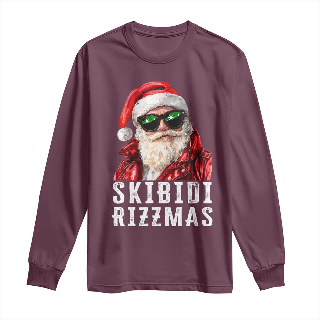 Funny Christmas Santa Long Sleeve Shirt Skibidi Rizzmas Christmas Rizz Santa Claus Charisma Kid Cool