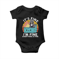 Funny Racoon Baby Onesie Eating Instant Noodle Cup Dumpster Fire Everything Is Fine Meme