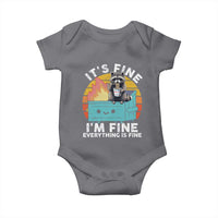 Funny Racoon Baby Onesie Eating Instant Noodle Cup Dumpster Fire Everything Is Fine Meme