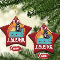 Funny Racoon Christmas Ornament Eating Instant Noodle Cup Dumpster Fire Everything Is Fine Meme - Wonder Print Shop