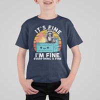 Funny Racoon T Shirt For Kid Eating Instant Noodle Cup Dumpster Fire Everything Is Fine Meme - Wonder Print Shop