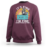 Funny Racoon Sweatshirt Eating Instant Noodle Cup Dumpster Fire Everything Is Fine Meme - Wonder Print Shop