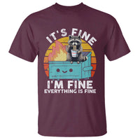 Funny Racoon T Shirt Eating Instant Noodle Cup Dumpster Fire Everything Is Fine Meme - Wonder Print Shop