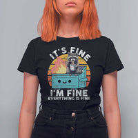 Funny Racoon T Shirt For Women Eating Instant Noodle Cup Dumpster Fire Everything Is Fine Meme - Wonder Print Shop