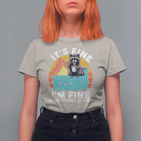 Funny Racoon T Shirt For Women Eating Instant Noodle Cup Dumpster Fire Everything Is Fine Meme - Wonder Print Shop