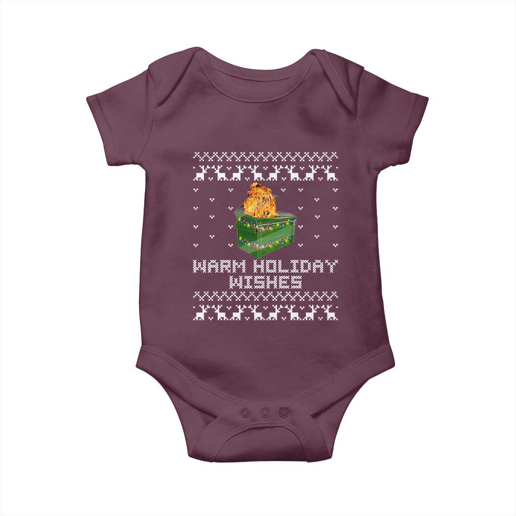 Funny Christmas Baby Onesie Warm Holiday Wishes Dumpster Fire Ugly Christmas