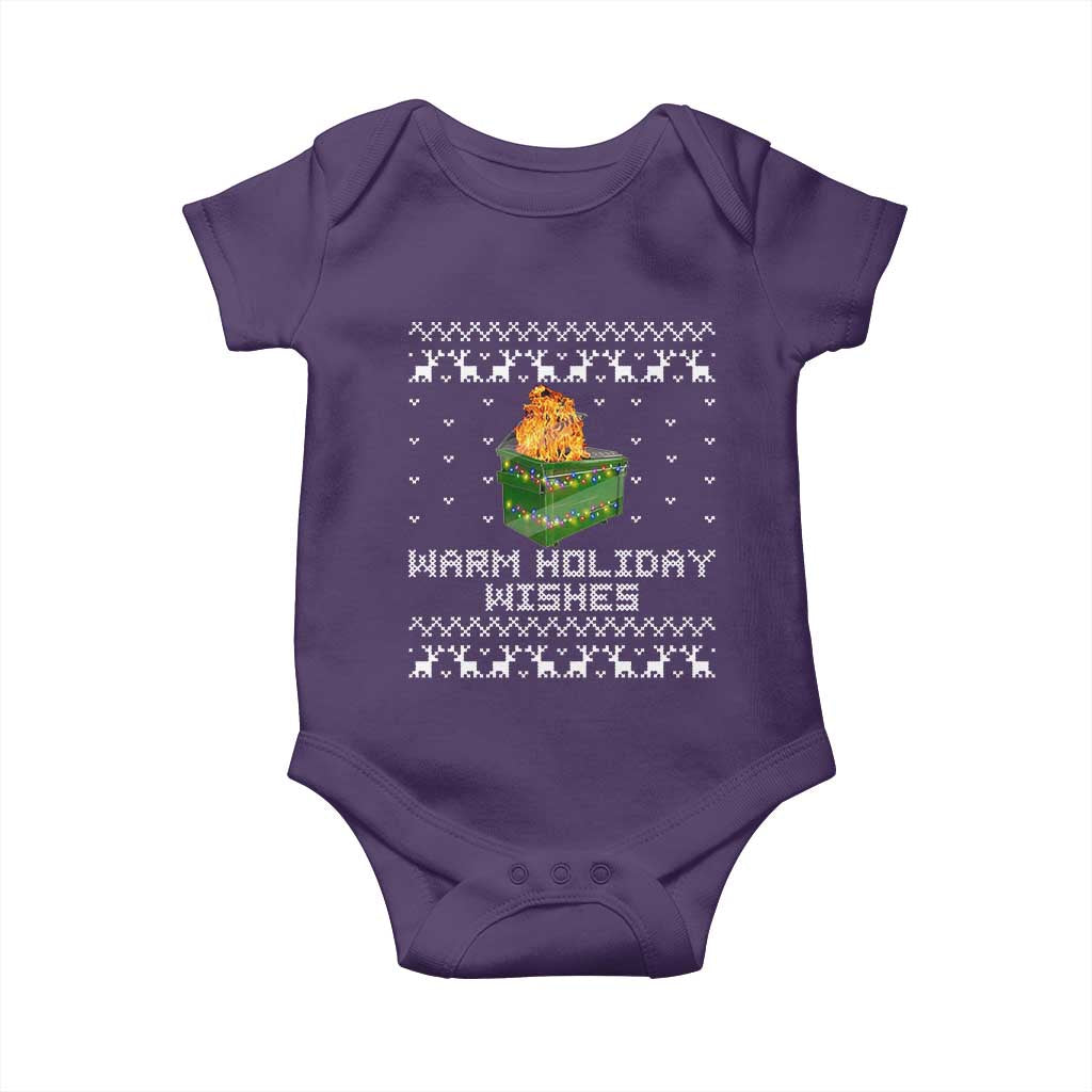 Funny Christmas Baby Onesie Warm Holiday Wishes Dumpster Fire Ugly Christmas
