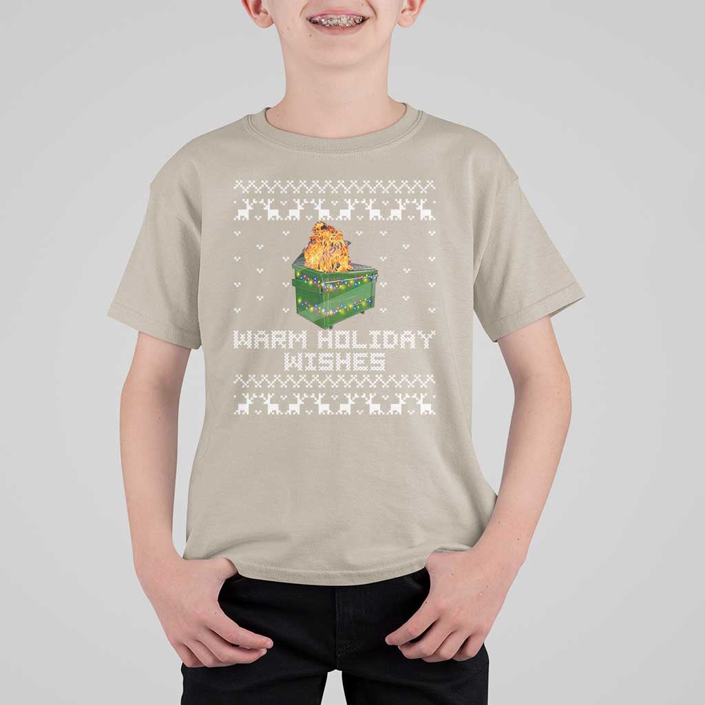 Funny Christmas T Shirt For Kid Warm Holiday Wishes Dumpster Fire Ugly Christmas - Wonder Print Shop