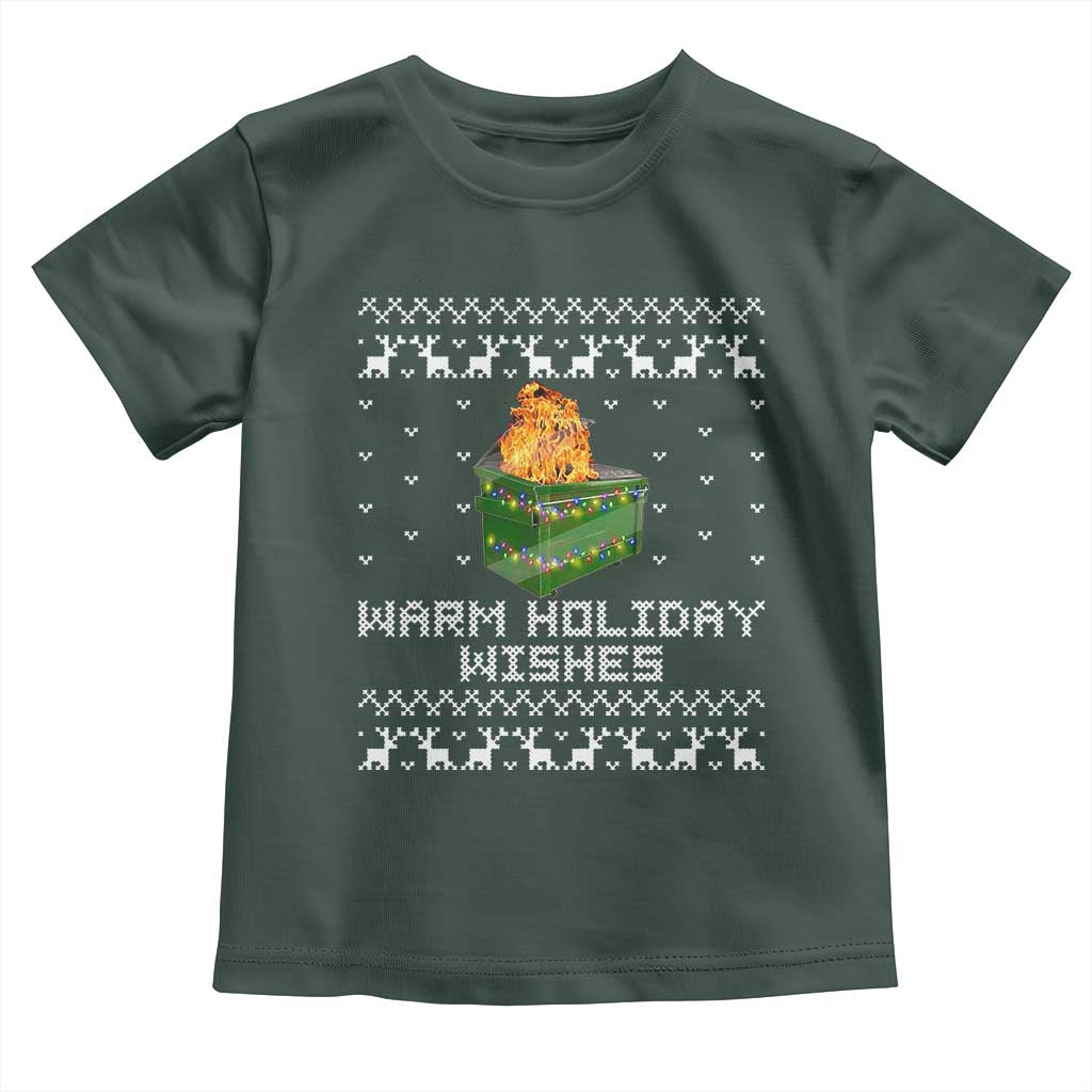 Funny Christmas Toddler T Shirt Warm Holiday Wishes Dumpster Fire Ugly Christmas