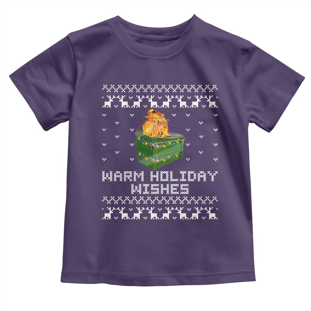 Funny Christmas Toddler T Shirt Warm Holiday Wishes Dumpster Fire Ugly Christmas