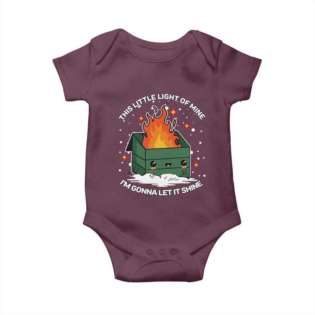 Funny Dumpster Fire Baby Onesie This Little Light Of Mine I'm Gonna Let It Shine TS10