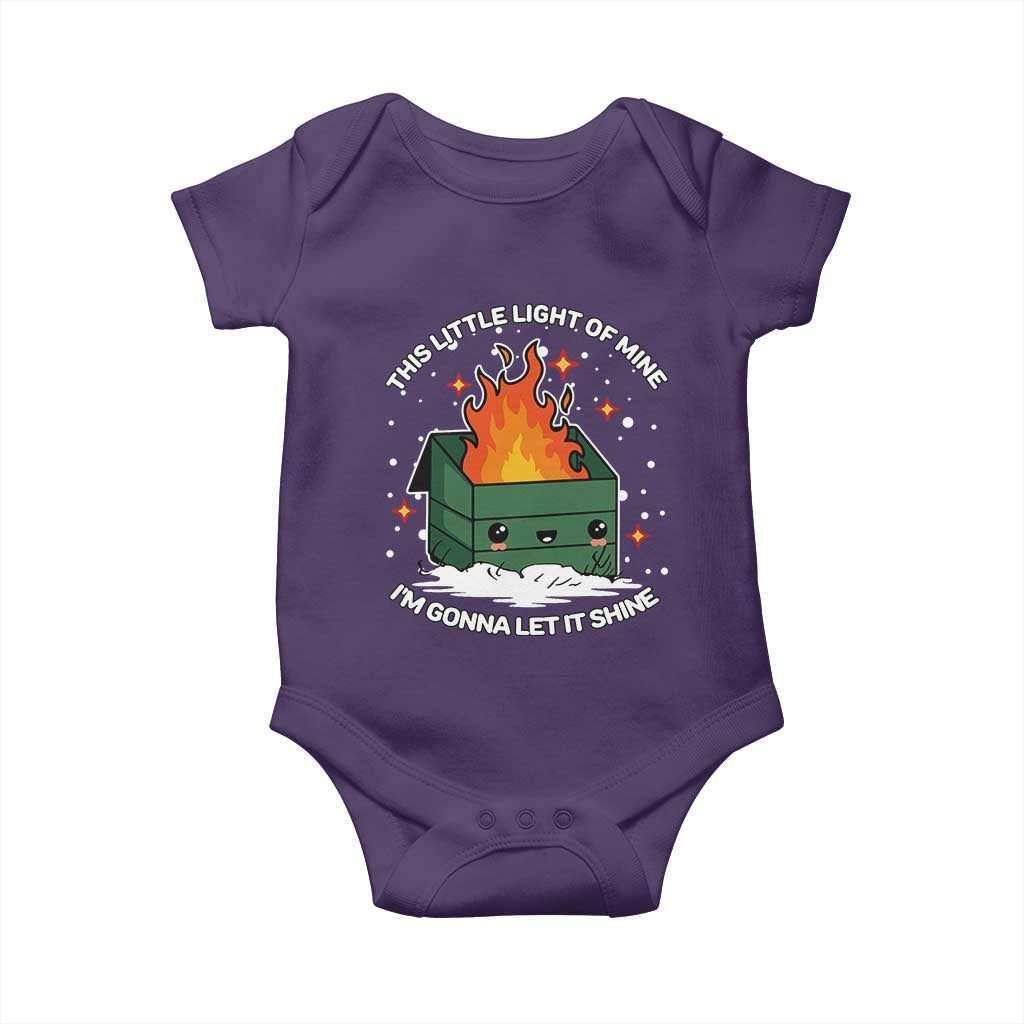 Funny Dumpster Fire Baby Onesie This Little Light Of Mine I'm Gonna Let It Shine TS10