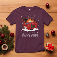 Dumpster Fire T Shirt Everythings Fine Funny Christmas - Wonder Print Shop