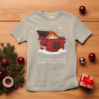 Dumpster Fire T Shirt Everythings Fine Funny Christmas - Wonder Print Shop