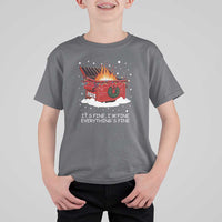 Dumpster Fire T Shirt For Kid Everythings Fine Funny Christmas - Wonder Print Shop